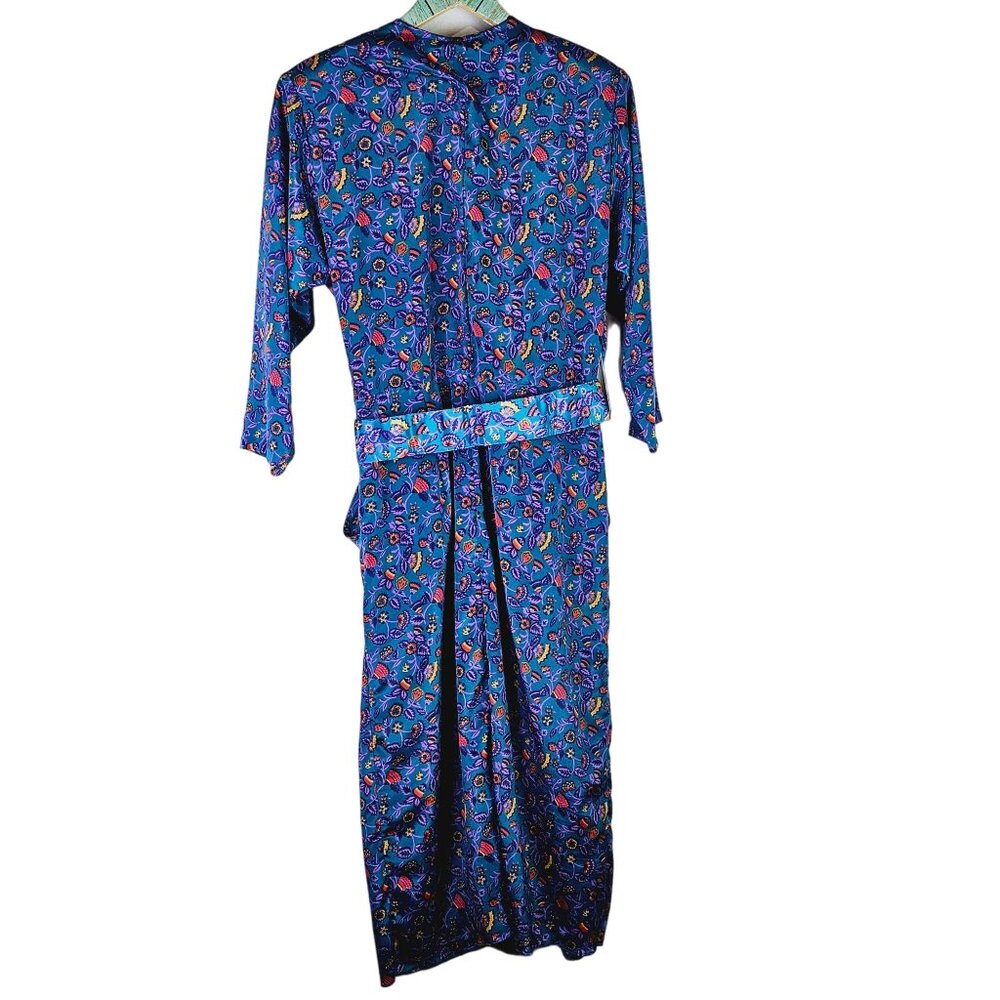 Vtg 1980's Starlo Women's Button Front Midi Belted Floral Dress w/ Pockets Sz 12 - Picture 2 of 10